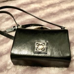 Catherine Malandrino Black Faux Snakeskin Bag,NWOT